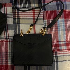 Tory Burch Black Crossbody Bag with Gold Chain